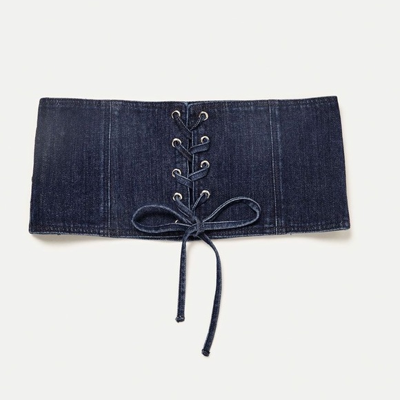 Zara Tops Zara Denim Lace Up Corset Bandeau Crop Top Poshmark